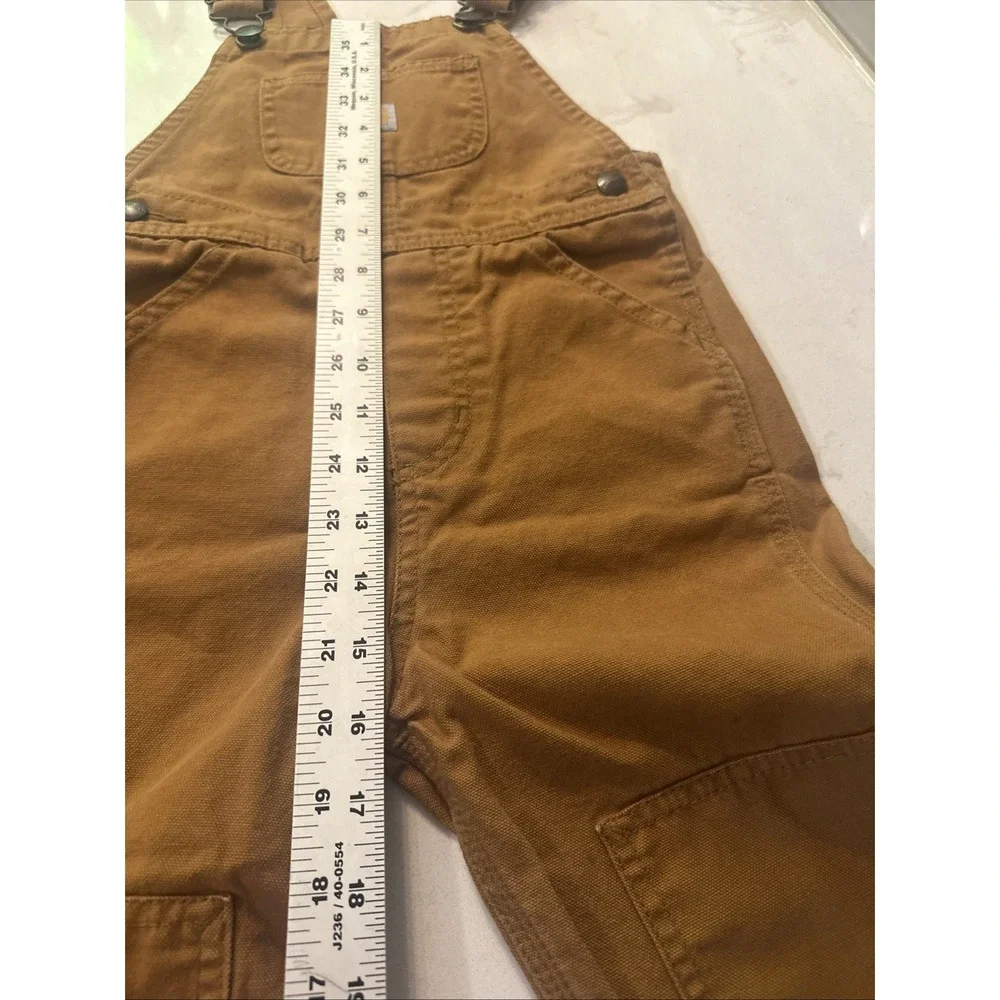Carhartt Toddler Brown Canvas Duck Bib Overalls Double Knee Size 4T
